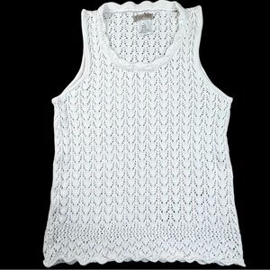 Esprit Crochet Knit Top Sleeveless White 90s Y2k Vintage Cottagecore Boho Large